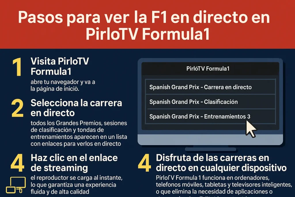 Pasos para ver la F1 en directo en PirloTV Formula1